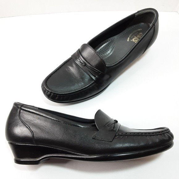 SAS Leather Wedge Loafers Slip-On Comfort Casual Chic Travel Work Shoes US 9N - Picture 1 of 8